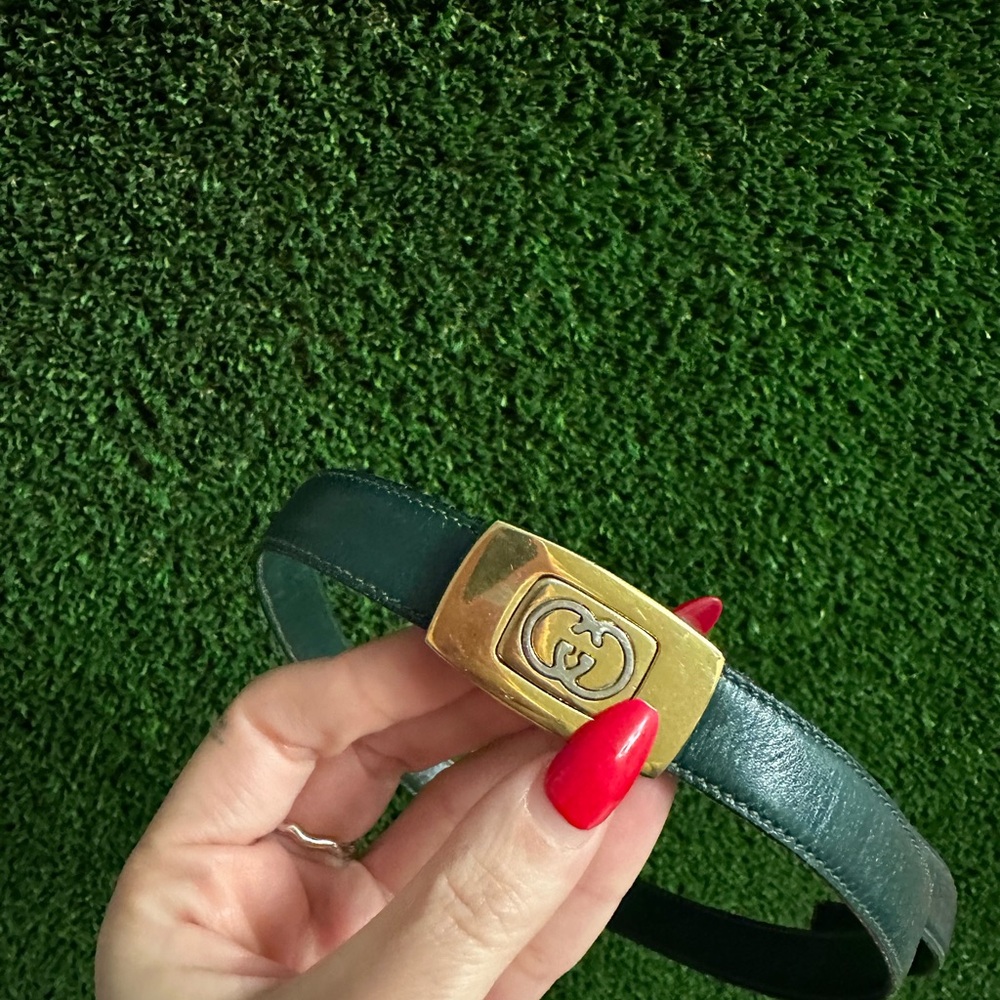 Gucci Green and Gold Belt Luxurious Accessory